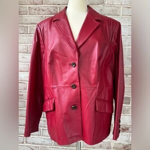 Amazing Terry Lewis genuine red leather lined blazer 1x